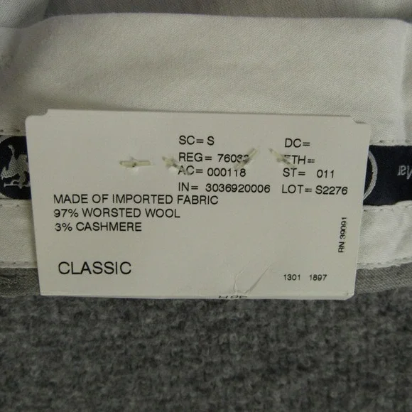 Hart Schaffner Marx Dress Pants Mens 36 Wool Cashmere Gray Pleated Unhemmed - Picture 7 of 16